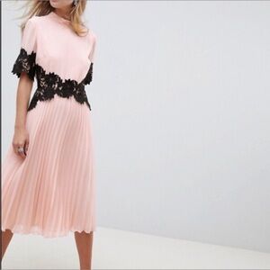 ASOS Elegant Pink Dress with Black Lace Detail 12